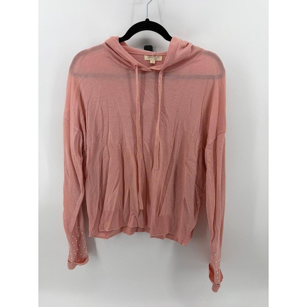 Ultra Flirt, Pink Hooded Pullover, Ultra-Lightweight, Pearl Cuffs, Size XL